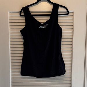Elegant Black Keyhole Tank Top
